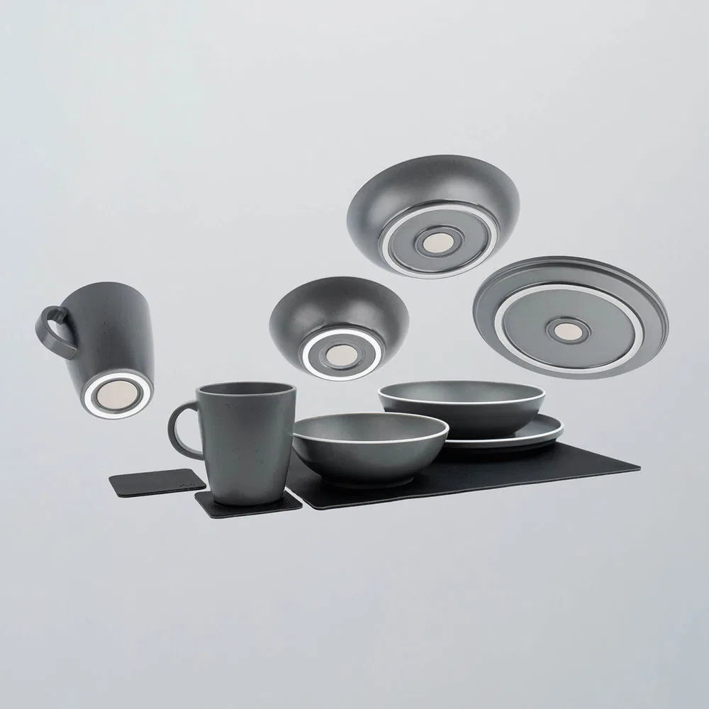 SYBR-KGS-11-A – SILWY MAGNET Dish Set, 11 Piece Set Sandstone Pattern Dark Gray Plastic Integrated Magnet Base With T...
